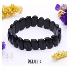 Браслет пластина косая "Агат чёрный"