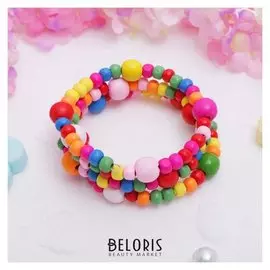 Браслет-пружинка детский "Выбражулька" бусинки, три ряда, цветной