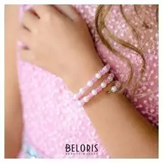 Браслет-пружинка детский "Выбражулька" цветочки хрустальные, цвет бело-розовый