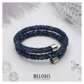 Браслет-пружинка "Шанталь" 2 ряда, цвет сапфировый