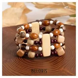 Браслет ручная работа, деревянный "Букет крыма" куб, цветной