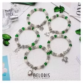 Браслет с подвеской "Жемчуг" с агатом под хризопраз