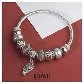 Браслет с жемчугом "Марджери" сова, цвет серый в серебре