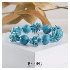 Браслет шар №10 "Бирюза" с хрусталем
