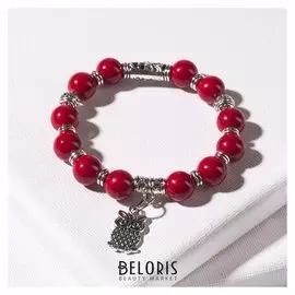 Браслет шар №10 с металлической подвеской "Коралл"