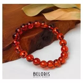 Браслет шар №10 "Янтарь", цвет коньячный