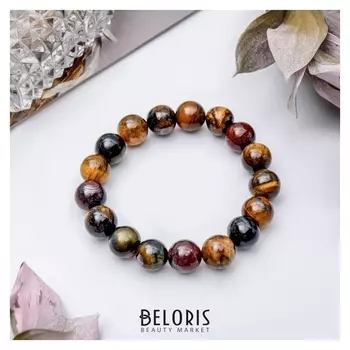 Браслет шар №12 "Тигровый глаз бычий соколиный"