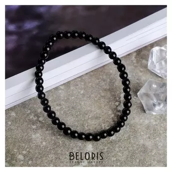 Браслет шар №4 "Агат чёрный"