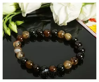 Браслет шар №8 "Агат коричневый"
