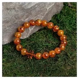 Браслет шар "Янтарь" с крестиком