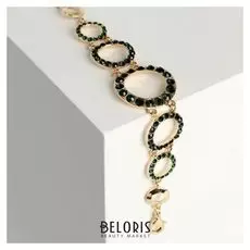 Браслет со стразами "Цепь" плоские кольца