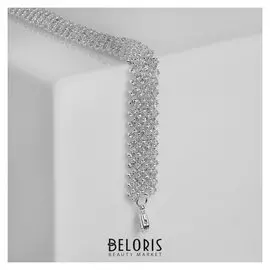 Браслет со стразами "Лёд" наклон, цвет серебро, L=15см