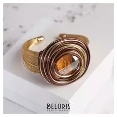 Браслет со стразами "Валькирия" камень в металле, цвет жёлтый в чернёном золоте