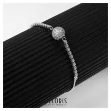 Браслет со стразами "Волшебство" шарик на нити, цвет белый в серебре, 12 см