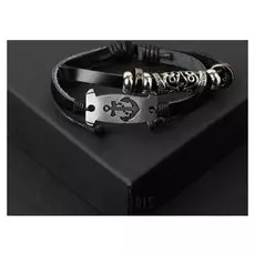 Браслет унисекс "Гранд" якорь, цвет серо-серебряный в чёрном металле