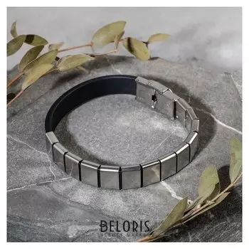 Браслет унисекс "Стиль" прямоугольники, цвет чёрный в серебре