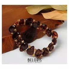 Браслет "Янтарь" галтовка через бусины, цветной