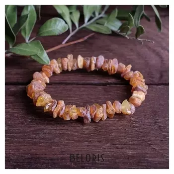 Браслет "Янтарь необработанный" галтовка, цвет тёмно-коричневый