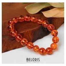 Браслет "Янтарь" шар №11, цвет коньячный