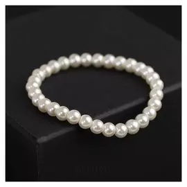 Браслет жемчуг "Невеста" бусины D=0,5, 4 ряда с пружинкой, цвет белый