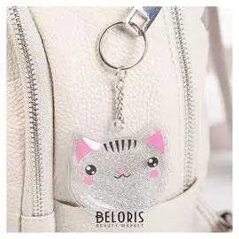 Брелок шейкер «Кот», с блёстками, PVC