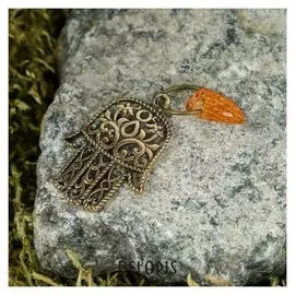 Брелок-талисман "Хамса", натуральный янтарь