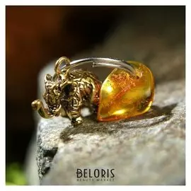 Брелок-талисман "Слон", натуральный янтарь