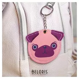 Брелок-зеркало, экокожа "Собака", 8 см