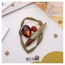 Брошь "Абстракция", цвет коричневый в чернёном золоте