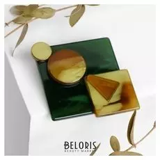 Брошь "Абстракция" геометрия, цвет коричнево-зелёный