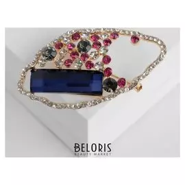 Брошь "Абстракция" лист, цветная в золоте