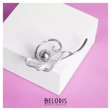 Брошь "Абстракция" мотив, цвет серый в серебре