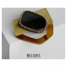 Брошь "Абстракция" пряжка, цвет зелёный в золоте