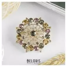 Брошь "Абстракция" салют, цветная в кофейном золоте