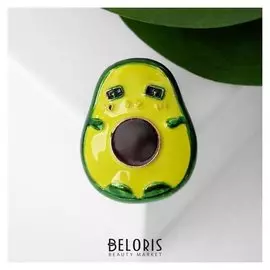 Брошь "Авокадо" мультяшный, цвет коричнево-зелёный в золоте