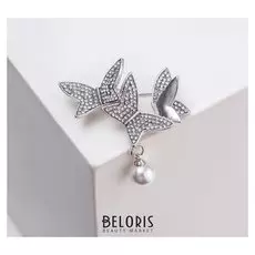 Брошь "Бабочек карусель", цвет белый в серебре