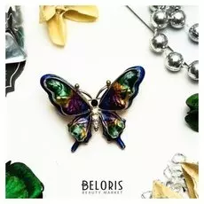 Брошь "Бабочка" дарк, цветная в золоте