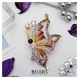Брошь "Бабочка" хамелеон, цвет радужно-фиолетовый в золоте