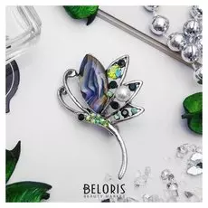 Брошь "Бабочка" мотылек, цветная в серебре