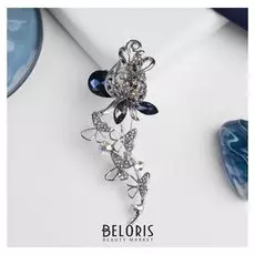 Брошь "Бабочки" лиана, цветная в серебре
