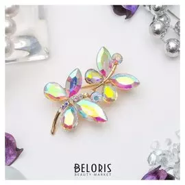 Брошь "Бабочки" парочка, цвет радужный в золоте