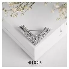 Брошь "Багет" уголок, цвет белый в серебре