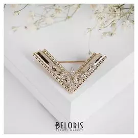 Брошь "Багет" уголок, цвет белый в золоте