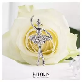 Брошь "Балерина" аронди, цвет радужный в серебре