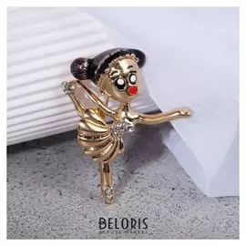 Брошь "Балерина" мультяшная, цветная в золоте