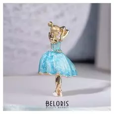 Брошь "Балерина" нежность, цвет мятный в золоте