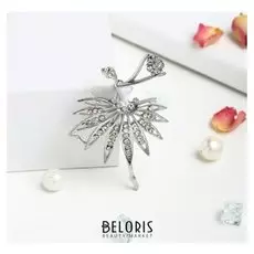 Брошь "Балерина в пышной пачке", цвет белый в серебре