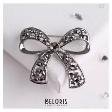 Брошь "Бант", цвет серый