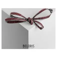 Брошь "Бантик" элегант, цвет красный в чернёном серебре