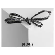 Брошь "Бантик" элегант, цвет тёмно-зелёный в чернёном серебре